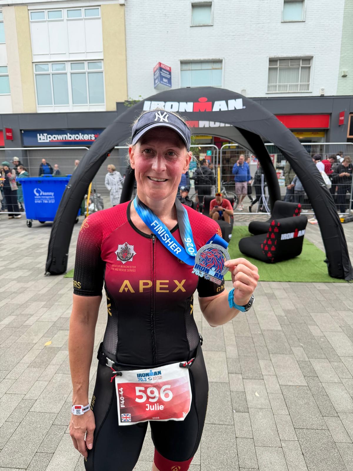 Julie De Winton after completing IRONMAN 70.3 Bolton