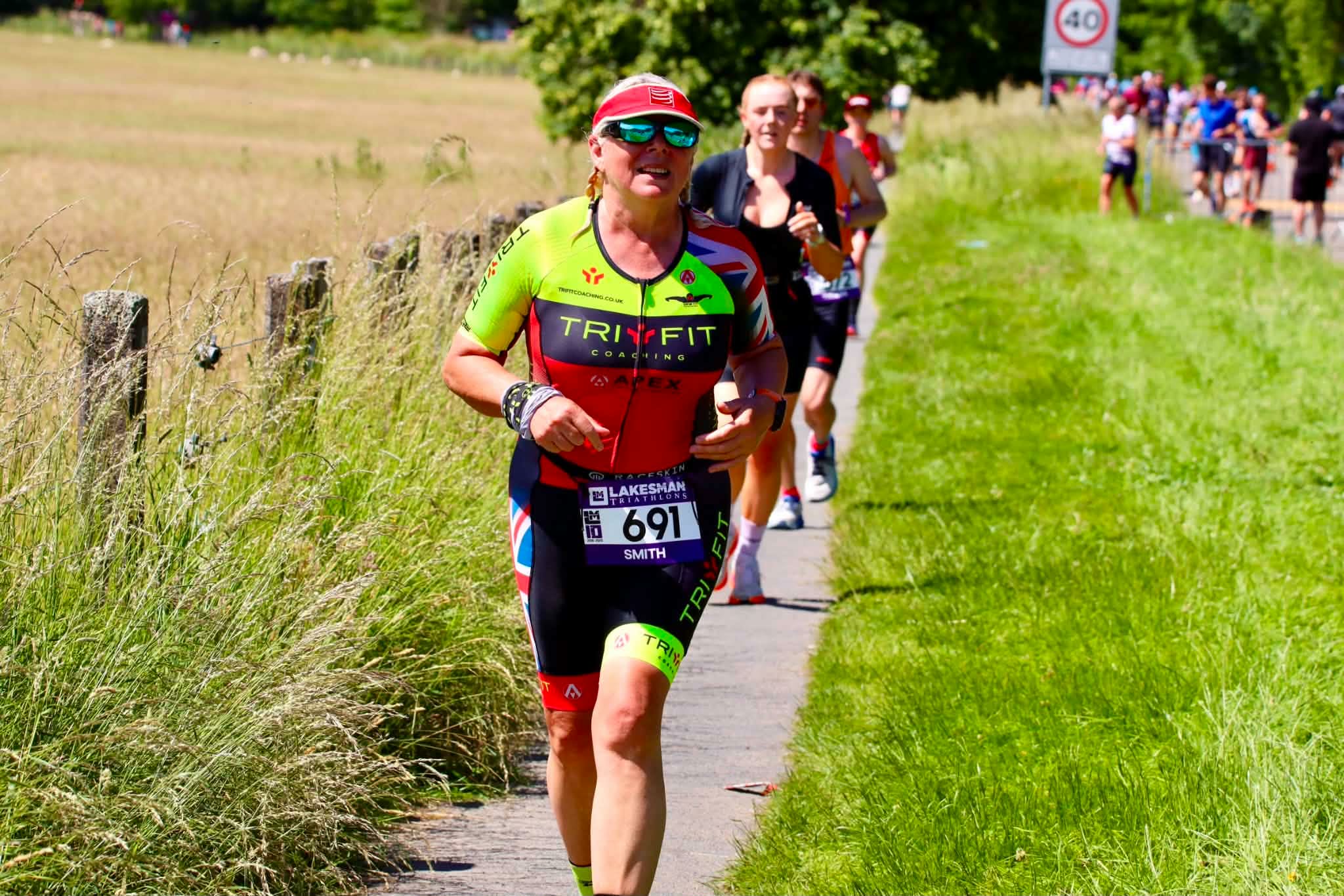 Karen Smith running during a triathlon